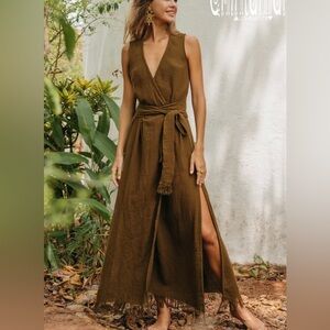 Chintamani Alchemistry Goan Wrap Dress / Brown kimono maxi boho